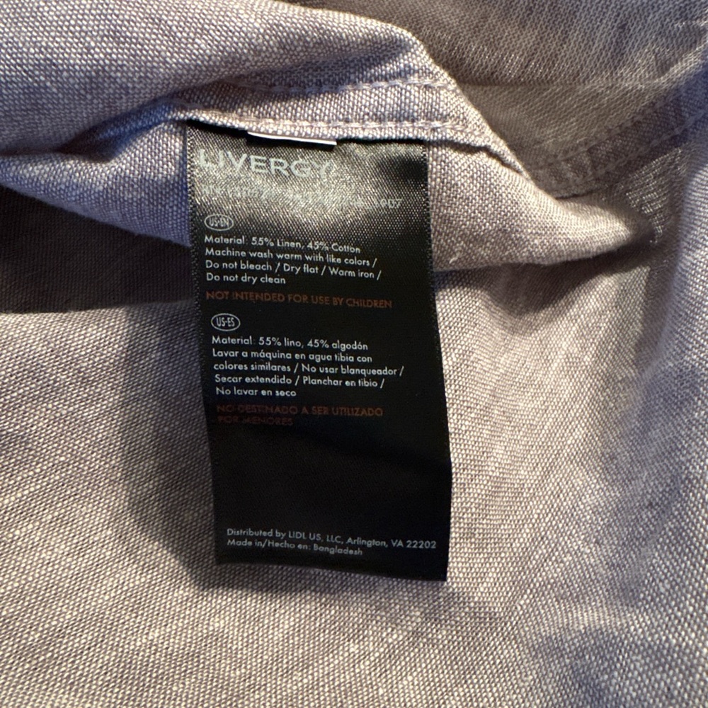 Men's Linen Blend Gray Button-Up Short Sleeve Shirt NWT - Picture 5 of 6